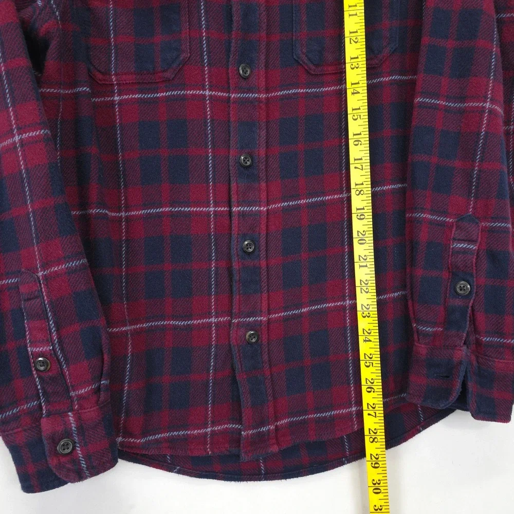 Orvis Men S Red Navy Plaid Flannel Shirt Button Front Soft Warm Casual Outdoors